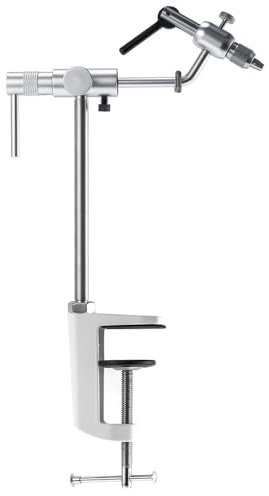 Toplionace étau Rotatif à 360° pour Attacher Les Mouches en Acier Inoxydable en Alliage D'aluminium Outils D'attache pour Mouches de Pêche Support à Pince en C Mâchoires Standard