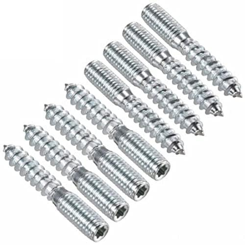 TOP-VIGOR M8 x 70mm Double Headed Bolts Dowels, 8Pcs Double Ended Screws, Metal Screw Dowels Hanger Bolts for Woodworking Connector Joining Furniture Legs Professional Carpenters DIY