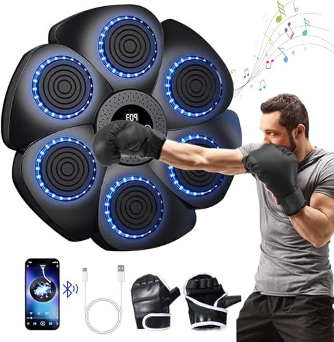 Music Boxing Machine, Smart Music Boxing Machine Bluetooth, Musical Boxing Machine Wall Mounted with Boxing Gloves, Boxing Equipment Punching Machine Wall Punch Pad Game for Kids Adults Home Workout
