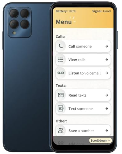 Chatsie Simple Mobile Phone | Designed For Senior Users | No Icons | Voice-Enabled Texting | 50MP Camera | With Phone Case, Charger and Screen Protector