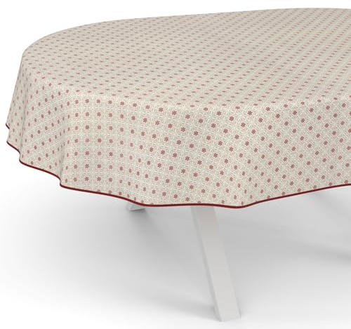 ANRO Wachstuchtischdecke Wachstischdecke Wachstuch Tischdecke abwaschbar Gartentischdecke Rund Oval Eckig Oval 180x140cm mit Saum (Eingefasst) Italia Rot