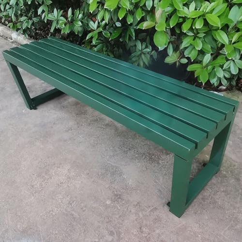 Modern Gartenbank Ohne Lehne Metallbank Garten Wetterfest mit Befestigungslöchern, 2 Personen Terrassenbank Lattensitzbank für Veranda, Rasen, Schulen(Green 02,47.24in/120cm)