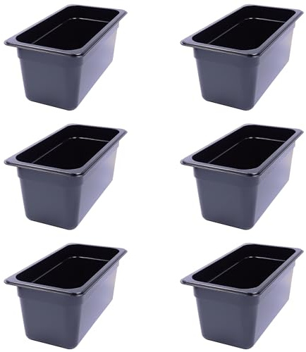 AcMax 6 Stück GN 1/3 Gastronormbehälter GN Behälter 5,7 Liter Tiefe 150 mm Kunststoff schwarz
