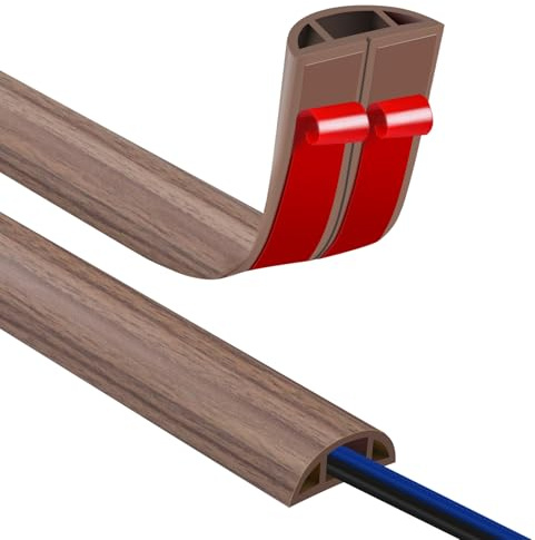 Canaletas para Cables Adhesivas, Madera Pasacables Suelo Goma, Canaleta Cables, para Uso en Oficinas, Escuela, Almacén, Conciertos, Etc, para Proteger Los Cables Evitar Riesgos deTropiezo