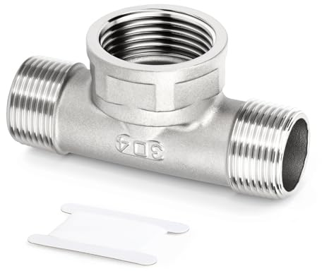 ERGAOBOY SS304 2 Male x 1 Female x 2 Male Reducing Tee Fitting | 3-way T-shape branch diversion, branch ports reduction, airtight cast, for fluid pipeline connection