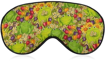 Cmagnifico Glatte Stoff-Augenmaske, Frosch-Schlafmaske, Schlafmaske mit verstellbarem Kopfband für Männer, Frauen