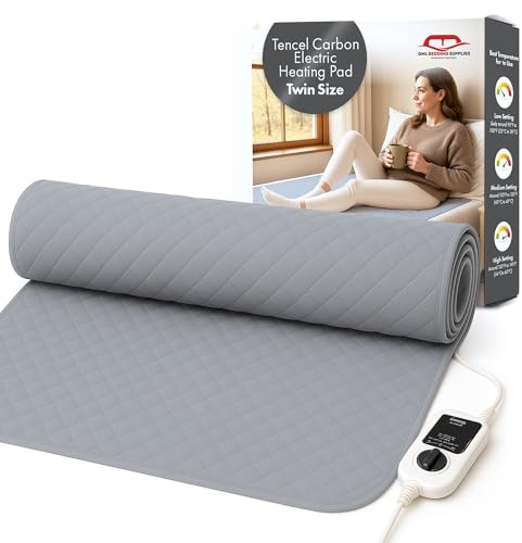 GML Bedding Heated Mattress Pad – Electric Bed Warmer Cover, Tencel Material Waterproof Bedding, Adjustable 5 Heat Settings and Automatic 15-Hour Shut Off, Machine Washable Topper – Twin Size 71x35