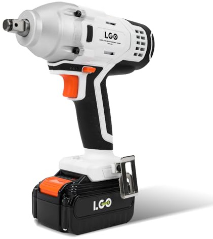 LIGO 20V Cordless Impact Wrench, 1/2 Inch Max 370Ft-lbs(500N.m), 0-3000 RPM/IPM, with 4.0Ah Battery and Fast Charger