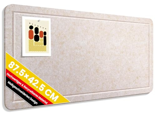 Großes Filz Pinnwand, 87.5x42.5cm Filzboard mit 40 Reißzwecken, faltbares Bulletin Board, Fotodisplay-Tafel mit selbstklebendem Klebeband für Büro, Zuhause und Schule (Oatmeal, 87.5x42.5 cm)