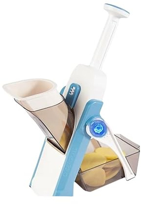 inovia Slicéo–Mandoline manuelle multifonction en acier inoxydable - Sécurité, Lame en Acier Inoxydable, Coupe Légumes en Julienne, Cubes et Patate Frite