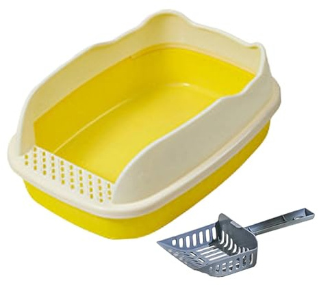 ter trlitay ， Öppen strölåda Katter Toalett Katt Sandlåda Höjd Halvsluten Kattsandsbassäng Kattsandpanna Kattsandlåda Husdjursförråd,(Yellow)