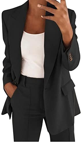 HEONSATI Tuta Elegante Donna Curvy Set da Cerimonia Casual Manica Lunga Completo Due Pezzi Eleganti Oversize Complete Ufficio Blazer E Pantalone Tailleur da Lavoro con Bottoni per Sera Party
