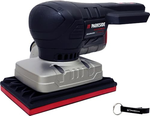 HEADNMORE® Parkside Performance® - Levigatrice orbitale a batteria da 20 V PAMSP 20 (senza batteria) + portachiavi
