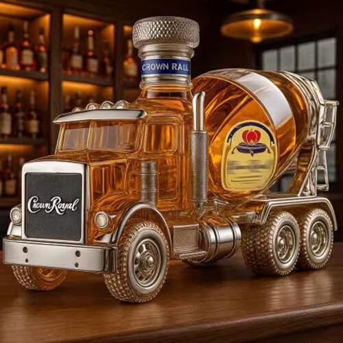 300 ml Whisky-Dekanterflasche in Autoform – Kunststatue, Whisky-Weinflaschen in Betonmischer-LKW-Form, kreativer auslaufsicherer leerer Weinkaraffe-Spirituosenspender(A)