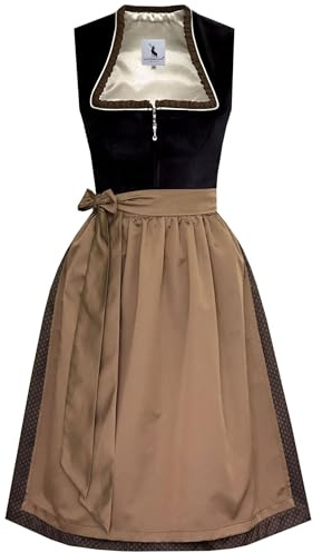 Alpenmärchen Midi Dirndl Sybille aus Exklusiver Kollektion inkl. Schürze Gr.32-54 - ALM1033