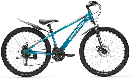 Generation M-760 Mountainbike 26 Zoll - Kinderfahrrad mit Schutzblechen - Scheibenbremsen - 21 Gänge - Hellblau