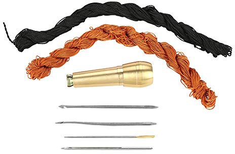 KIMISS Professional Sewing Awl Kit for Shoe Repair with Hook Needles - Durable 18m Black and Brown Cord Threads for Leather Crafting