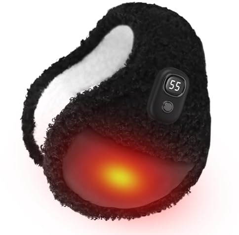 Cache-oreilles chauffants électriques – Rechargeable et pliable, chauffe-oreilles avec chauffage à 3 niveaux, intérieur en peluche, fonction d'arrêt automatique, bandeau thermique confortable