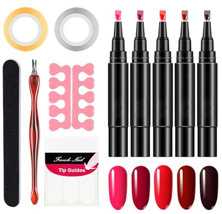 Bolígrafos De Uñas De Gel - Bolígrafos De Barniz, Kit Completo De Base De Gel | Equipo De Cuidado Práctico Para Estudio, Casa, Baño, Espacio De Belleza, Vacaciones, Viajes De Negocios, Estudio
