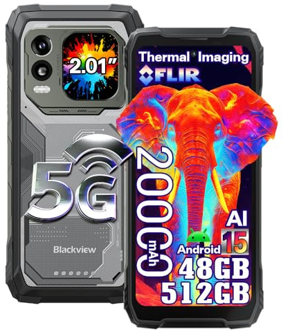 Blackview Xplore 1 Pro Wärmebildkamera Outdoor Handy Android 15, 48GB+512GB/2TB 20000mAh Smartphone Gemini AI, 6,78 FHD+ Doppelbildschirm, 64MP+50MP, Outdoor Smartphone IP68/IP69K/NFC/OTG/FM,Schwarz