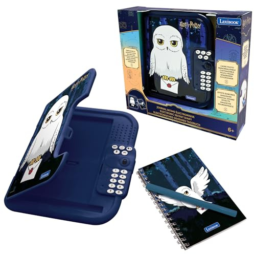 Diario electrónico Lexibook de Harry Potter, Hedwig, con bolígrafo y Cuaderno incluidos, Interactivo, contraseña, Funciones Divertidas, Efectos de Sonido, Blanco y Negro, SD50HP1LXB
