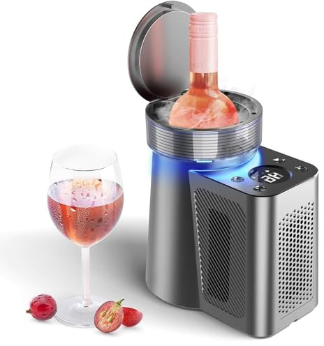 Electric Wine Chiller, Single Bottle Cooler for 750ml Wine and Champagne, LCD Temperature Control for Coffee, Iced Tea, Lemonade, Cold or Hot Beverages
