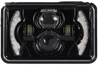 JHMHCOQ Moto De Phare Avant Pour Suzuki DRZ250 Pour DRZ 400 400E 400S MOTOCYCLE 4x6 Phare LED Halo Projecteur Hi-Lo Faisceau Scellé