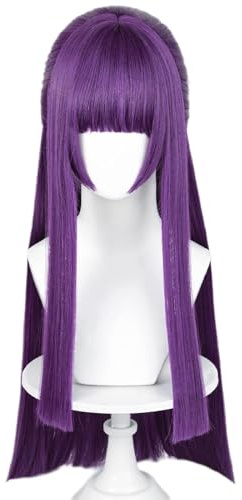 Beyond Journeys End Peluca Helecho Perucke Larga Lila Perucken Anime Cosplay Wig Adolescentes Adultos Niños Niñas Mujeres Cabello para Halloween Fiesta
