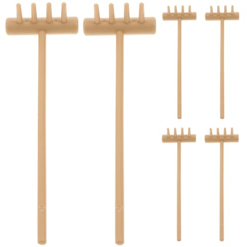 GAROZATION Set 6 Mini Rastrelli Zen in Legno per Sabbiera e Tavolo da Giardino Piccoli Attrezzi per Meditazione e Relax