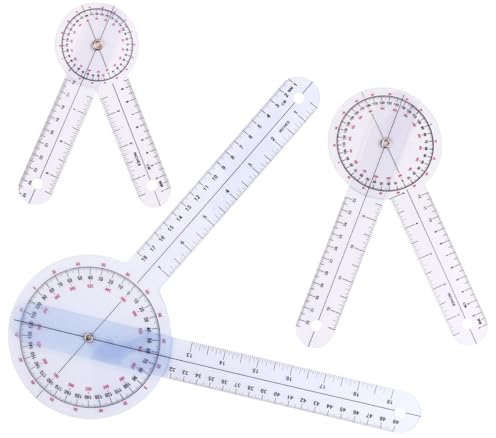 KICHOUSE Set 3 Pezzi Goniometri Ortopedici in Plastica Trasparente Righelli da 360 Gradi per Misurare Ulna e Dita, Facile da Usare per Medici Professionali Colore Casuale