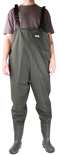 Savage Island Waterproof Chest Waders with Boots - PVC Coated – for Fishing, Farming & Outdoor Use - Green, UK 12
