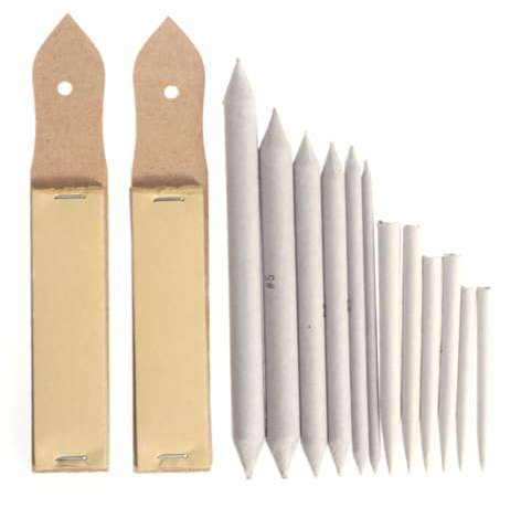 MERRYHAPY 12pezzi Sfumini e Tortillons per Disegno con Temperamatite Carta Abrasiva Strumenti per Artisti e Studenti per Schizzi e Texture Affilacarte Incluso