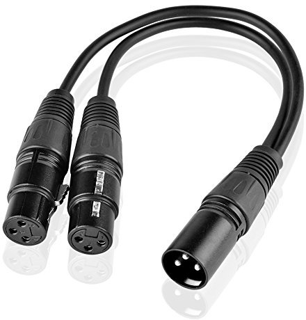 SIENOC Cavo Per Microfono 30cm XLR Maschio a Doppio XLR Femmina Y Splitter Adattatore (Nero)