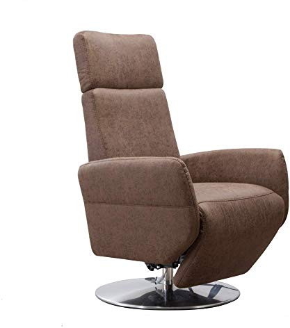 Cavadore TV-Sessel Cobra mit 2 E-Motoren / Elektrischer Fernsehsessel mit Fernbedienung / Relaxfunktion, Liegefunktion / Ergonomie M / Belastbar bis 130 kg / 71 x 110 x 82 / Lederoptik Braun