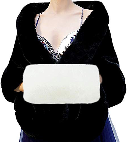 KBNIAN Manchon Chauffe Main Manchon en Fausse Fourrure pour Réchauffer Les Mains 35 * 18CM Manchon Épais Chaud Doublure en Cachemire Artificiel pour Femme Fille en Hiver (Ivoire)