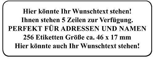 Adressaufkleber selbstklebend | PERSONALISIERT | 256 Stück | kleine Etiketten mit Wunsch-Text individuell anpassbar | Aufkleber für Name und Adresse | matt | Name markieren