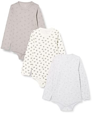 Care unisex babybody, långärmad i 100 % bomull (3-pack och 6-pack), Marshmallow White (111), 1-2 Månader