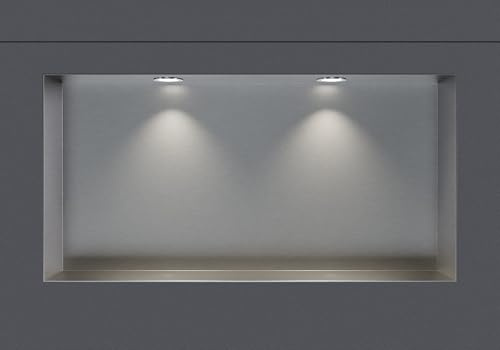 BERNSTEIN® Wandnische aus Edelstahl NT306010X randlos mit LED-Beleuchtung– 30 x 60 x 10 cm – Duschablage für Bad-Utensilien - befliesbare Duschnische in Edelstahl gebürstet LED-Einbaurahmen in Chrom