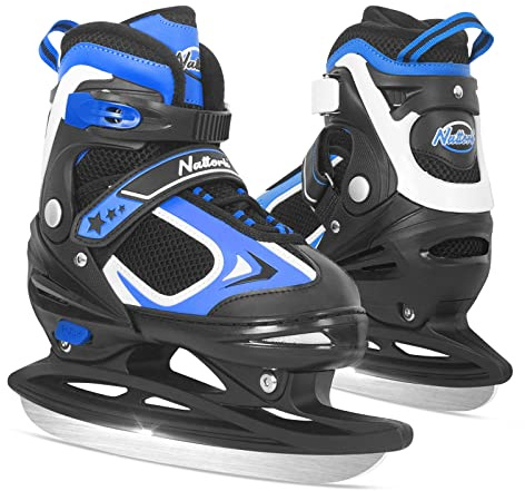 Nattork Patins à glace pour tout-petits et enfants, rembourrage doux et support de cheville renforcé, patins de hockey réglables pour extérieur et patinoire 10C, 11C, 12C, 13C