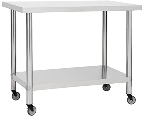 vidaXL Küchen-Arbeitstisch mit Rollen 100x30x85 cm Edelstahl