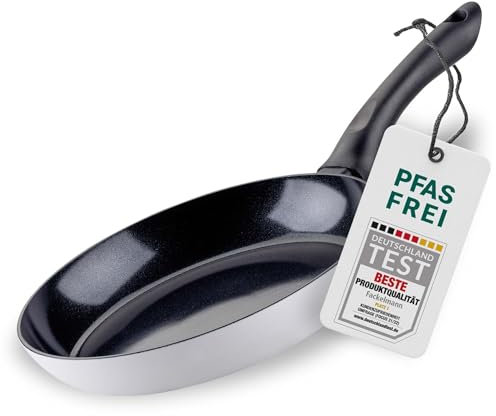 Fackelmann Bratpfanne Arcadalina 24cm - Antihaft-Pfanne aus 90% recyceltem Aluminium und Keramik-Beschichtung - Induktionspfanne zum Kochen & Anbraten - PFAS Frei, Schwarz/Weiß