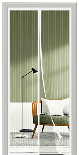 Moustiquaire Porte Fenetre 100x200, SHA2WEN Rideau Moustiquaire Magnétique Blanc, Profitez de l'été en Famille