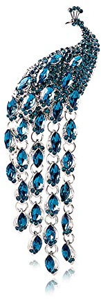 JAWSEU Pfau Legierung Brosche Pins für Frauen Pfau Brosche Funkelnde Tierbrosche Strass Broschen Clips Modeschmuck Geburtstagsgeschenk für Frauen und Mädchen
