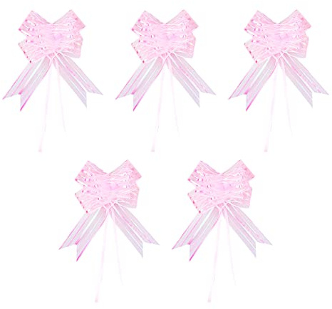 LuenHego Schleifen, 5 Stück, große Schleifen zum Verpacken von Geschenken, 50 mm, Weihnachten, Geburtstag, Geschenkschleife für Auto, Korbe, Blume, Geschenkpaket usw., Party-Dekorationsschleife, Rosa