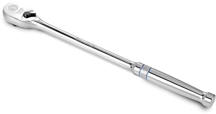 DURATECH Extra Long Handle 3/8-Inch Drive Ratchet, 90-Tooth Ratchet Wrench with 12 Handle and Dust Proof Teardrop Enclosed Head, Reversible, CR-V Steel Made, CR-MO Head, Full Polished, Gifts for Men