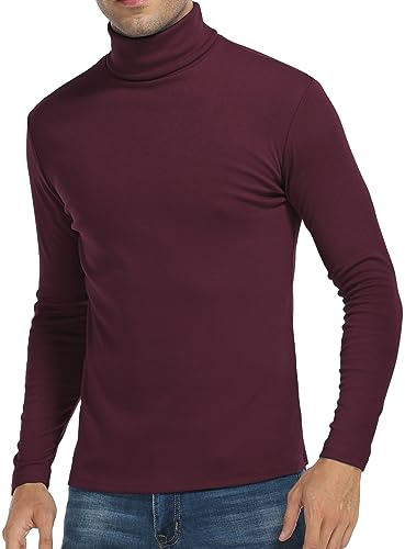 KUYIGO Mens Turtleneck Jumper T Shirt Slim Fit Pullover High Roll Neck Tops Sweater Long Sleeve Shirts