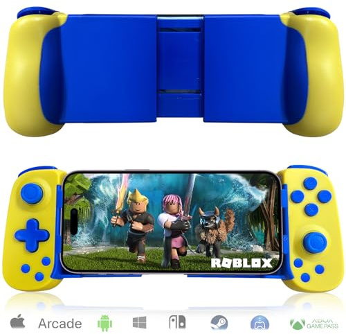 arVin Controlador de juegos móvil para iPhone Android con soporte de carcasa para teléfono y luz verde, mando inalámbrico para iOS/Samsung/tablet/Switch/PS4/PC, Xbox Cloud Gaming/PS Remote Play/Steam