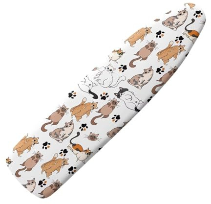 Xoenoiee Cute Cats Paw Print Ironing Board Cover with Elastic Edge Scorch Resistant Ironing Board Covers for Home Laundry Hook and Loop Fasteners, Size L