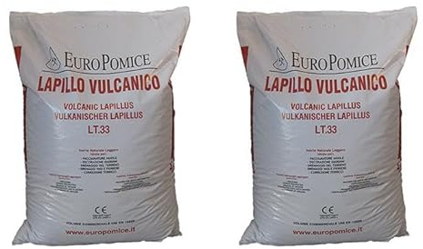 GEOSISM & NATURE - Lapillo vulcanico rosso, granulometrie varie, 100% naturale, per giardinaggio, drenaggio, pacciamatura, vasi e terrari (3/5 mm, Singolo - 33 LT)