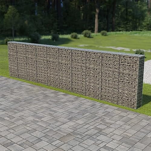 Générique Mur à Gabion avec couvercles Acier galvanisé 600 x 30 x 150 cm,Quincaillerie,Clôtures & barrières,Panneaux de clôture,75.2 kg,Argent,143585